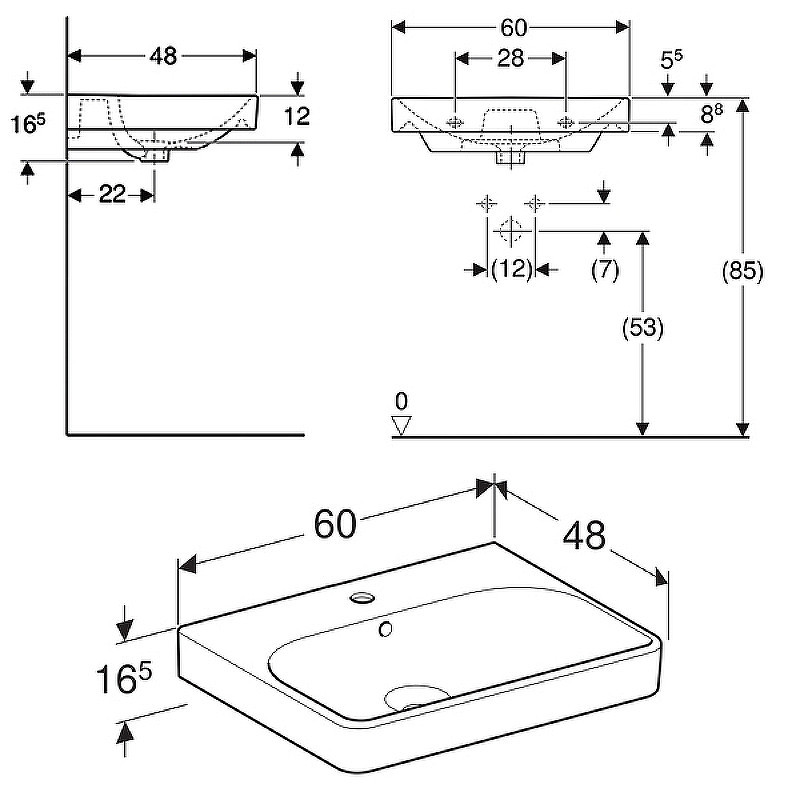 Раковина Geberit Smyle Square 60 500.229.01.1 Белая