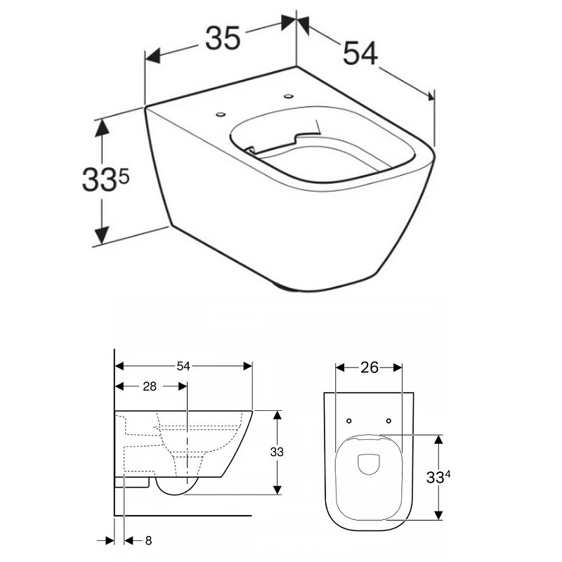 Унитаз Geberit Smyle Square 500.208.01.1 подвесной без сиденья