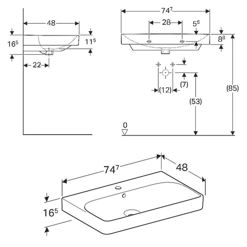 Раковина Geberit Smyle Square 75 500.249.01.1 Белая